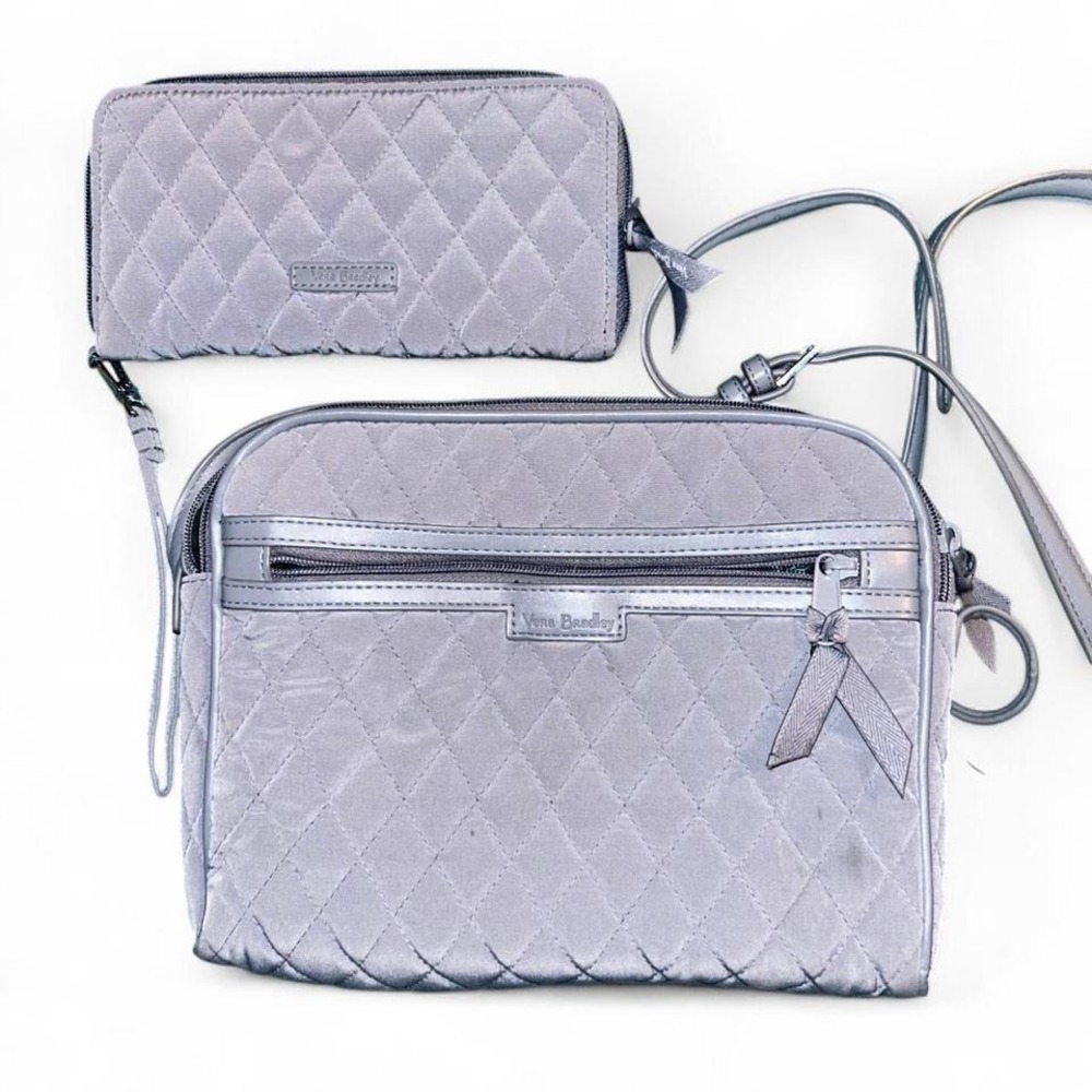 Vera Bradley Cross‎ body purse and Wallet EUC Gray